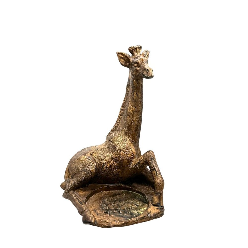 Bronze-Tone Giraffe Sitting Figurine Candle Holder